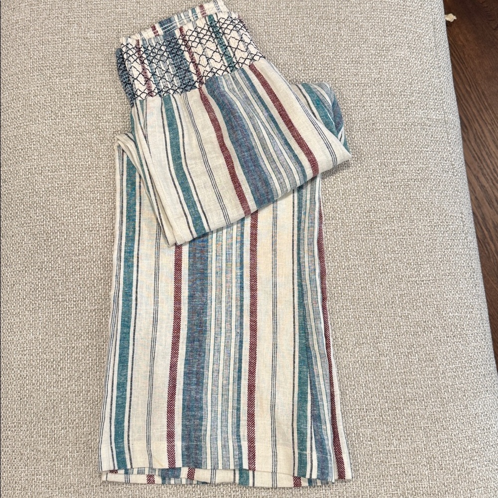 Striped Linen/Rayon wide leg pants